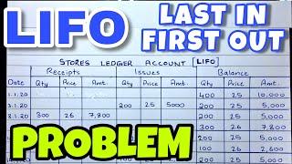 LIFO Method (Last In First Out) Store Ledger Account- Problem - BCOM / BBA - By Saheb Academy