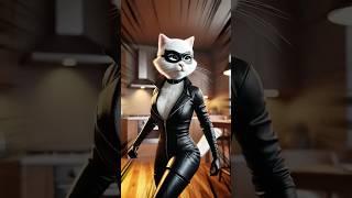 Kitten's Snack Time: Catwoman's Popcorn Surprise! #cat #catstory #shorts #ai #catwoman #funny