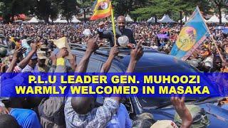 Gen. Muhoozi ayingidde Masaka mu ssanyu. PLU Leader Gen Muhoozi warmly welcomed in Masaka.