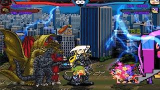 Mugen : GodzillaEX, King Ghidorah, DestroyahEX & Megalon Vs Ami, Yumi, Julie & Yoma (Request)