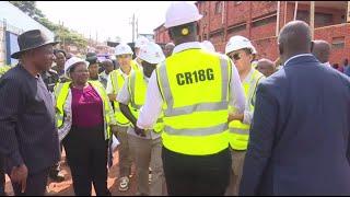 PRIME MINISTER ROBINAH NABBANJA INSPECTING ROADS THAT ARE UNDER CONSTRUCTION.