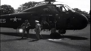 Captain Edward L Beach is presented the Legion of Merit and USS Triton enters the...HD Stock Footage