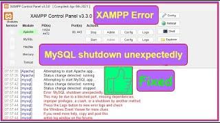 [FIXED] XAMPP Error: MySQL shutdown unexpectedly.