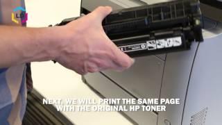 Comparing Print Results of an LD Brand Toner versus an Original HP Toner