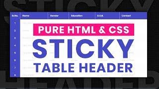 Sticky Table Header on Scroll CSS | Pure CSS3 Sticky Table Header
