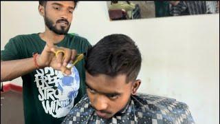 1 slope haircut school boy simple hair cutting tutorial ASMR ~ Bobby barber scissor/trimmer