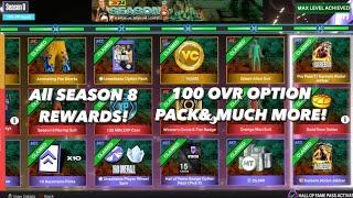 OPENING ALL SEASON 8 REWARDS! 100 OVR WHEEL SPIN & OPTION PACK - NBA 2K24 MYTEAM