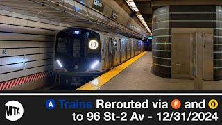 MTA NYC Subway - A Trains Rerouted via F and Q Lines to 96 St-2 Av