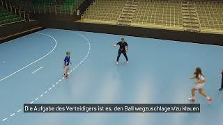 Am Verteidiger vorbei prellen, Handballübung, Angriff, Learn Handball (Deutsch)