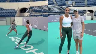 WTA 2024 - No. 1 Aryna Sabalenka and No. 2 Iga Swiatek training together in Abu Dhabi