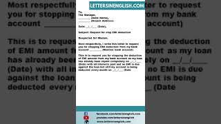 Request Letter for Stop EMI Deduction