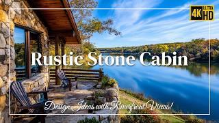 Stunning Rustic Stone Cabin Design Ideas with Riverfront Views