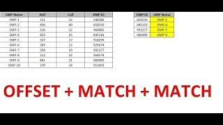 OFFSET + MATCH Function in Excel