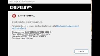 solución de al error directx warzone 3