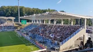 11.08.23 1.Runde DFB Pokal / 1.FC Saarbrücken - Karlsruher SC / KSC Fans begrüßen die Virage Est