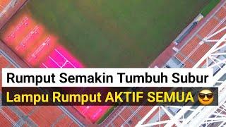 lampu rumput jis aktif semua & rumput semakin tumbuh tunas baru jakarta international stadium