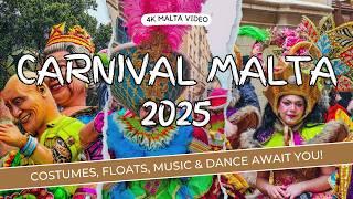 Carnival in Malta 2025 | Colourful Costumes, Music & Dance in Valletta! 