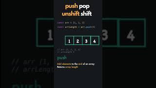 Push vs Pop vs Unshift vs Shift - JavaScript Array Methods  #shorts