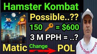 Hamster Kombat 150 Keys $600 || HMSTR Withdrawal Start || Polygon MATIC Change POL || Catizen Price