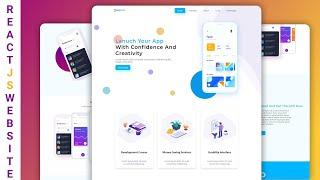 How to Create Responsive App Landing Website With ReactJS || ReactJS Website Tutorial