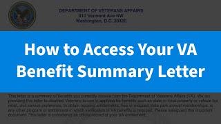 How to Access Your VA Benefit Summary Letter