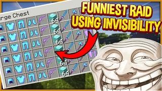 FUNNIEST INVISIBLE RAID EVER! (Minecraft Trolling)