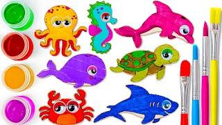 Drawing & Coloring Sea Animals | Best Learn Colors for Kids | Preschool Toddler Learning Video