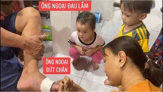 Ông ngoại đứt chân, Trà Sữa chạy kêu cha Khương Dừa rồi lăng xăng lo cho ông ngoại thấy mà thương