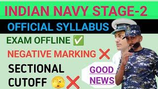 INDIAN NAVY SSR MR STAGE 2  OFFICIAL SYLLABUS ️ OFFLINE EXAMNEGATIVE MARKING  SECTIONAL CUTOFF 