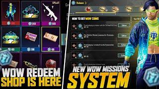 OMG  Wow Redeem Shop Is Here | New Wow  Mission System | How To Get Wow Coins | Pubgm