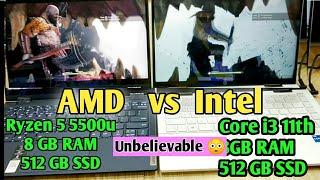 Ryzen 5 5500u vs Intel i3 11th gen | Both 8gb ram 512 gb ssd | intel vs amd | intel vs ryzen