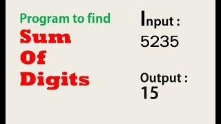 Program to find sum of digits of a number