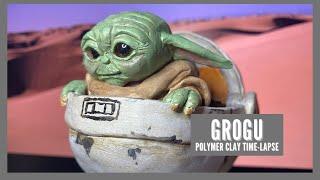 How to make Grogu "Baby Yoda" from The Mandalorian Sculpture - Polymer Clay Time-Lapse