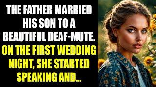 The father married his son to a beautiful deaf-mute. On the first wedding night, she startedspeaking