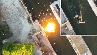 Deadly Precision Drone Strike on Paddling Russian Soldiers