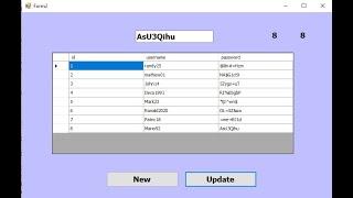 Programming VB.net: update Sql server database by random password and display data  in datagridview