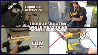 Troubleshooting Indicators for a Liquid Line Restriction, Low Airflow, Low Charge! Check the Charge!