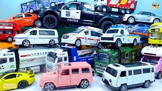 Box Full of Model Cars -Mazda Mx5,ambulance with emergency siren, police car with siren,   C139