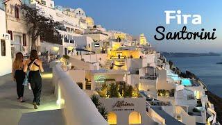 [4K]  Walking tour of Fira, Santorini, Greece 2024