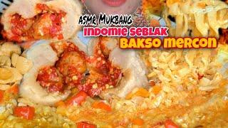 ASMR INDOMIE SEBLAK HOT JELETOT SPICY MEATBALLS MERCON | ASMR MUKBANG INDONESIA