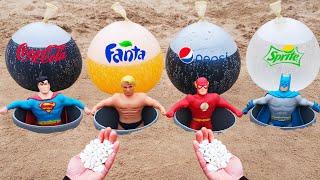 Stretch Armstrong, Flash, Superman, Batman vs Coca Cola, Fanta, Pepsi, Sprite Underground!