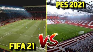  FIFA 21 vs PES 2021 - ALL Stadiums Comparison Ft. Emirates, Old Trafford | Fujimarupes