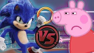 MOVIE SONIC vs PEPPA PIG! (Peppa Pig vs Sonic The Hedgehog Cartoon Rap Battle) | CARTOON RAP ATTACK