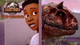Hide and Seek From a Carnotaurus! | JURASSIC WORLD CAMP CRETACEOUS | Netflix