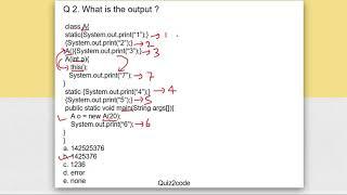 Java: MCQs on static and initializer block part(2)