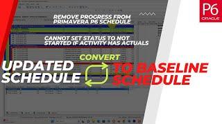 Convert Updated Schedule into Baseline Schedule | Remove Progress from Primavera P6 Schedule