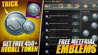 OMG  Trick To Get Free 450+ Recall Tokens | Free Material And Mythic Forge Emblem | Pubgm