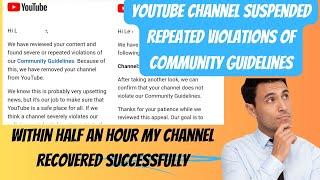 We have Removed your channel from YouTube Repeated Violation of our community guidelines What next?