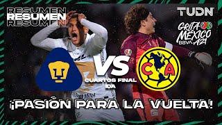 Resumen | Pumas vs América | Grita México BBVA AP2021 - Cuartos IDA | TUDN