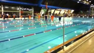 Zack doing 50m butterfly (lane 4 - silver swim cap)